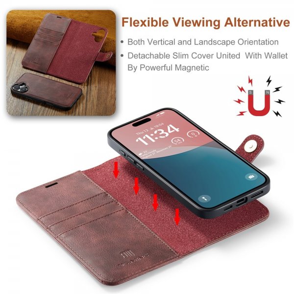 Dg.Ming iPhone 17 Etui med Aftageligt Cover Rød
