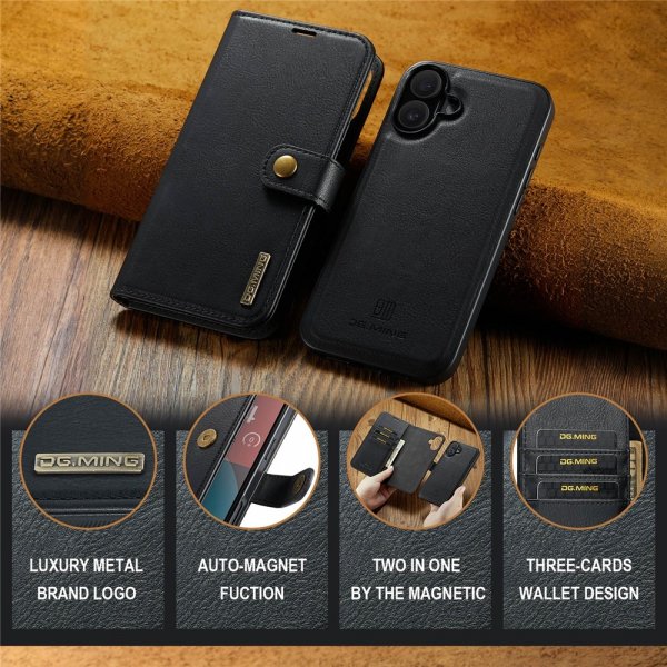 Dg.Ming iPhone 17 Etui med Aftageligt Cover Sort