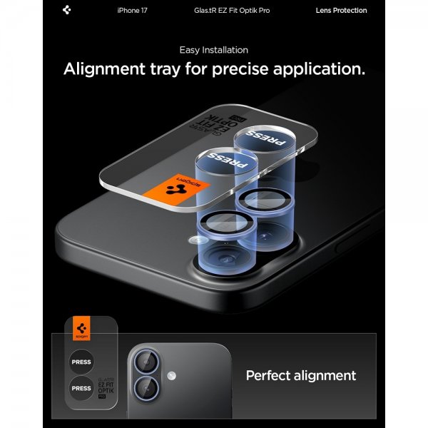 Spigen iPhone 17 Kamerabeskyttelse GLAS.tR EZ Fit Optik Pro 2-pak Blå