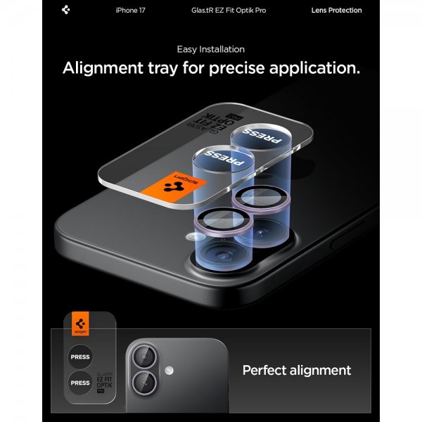 Spigen iPhone 17 Kamerabeskyttelse GLAS.tR EZ Fit Optik Pro 2-pak Lilla