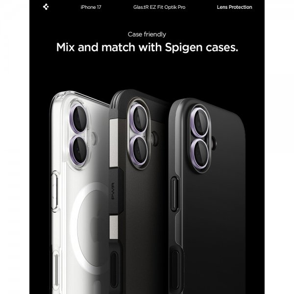 Spigen iPhone 17 Kamerabeskyttelse GLAS.tR EZ Fit Optik Pro 2-pak Lilla