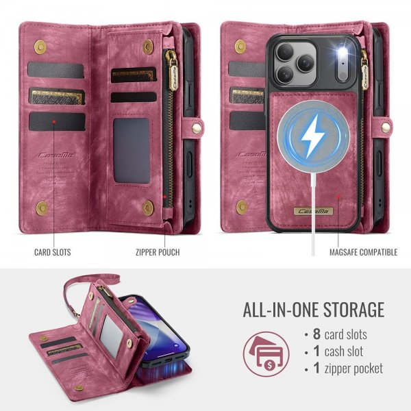 CaseMe iPhone 17 Pro Etui 008 Series Aftageligt Cover Rød