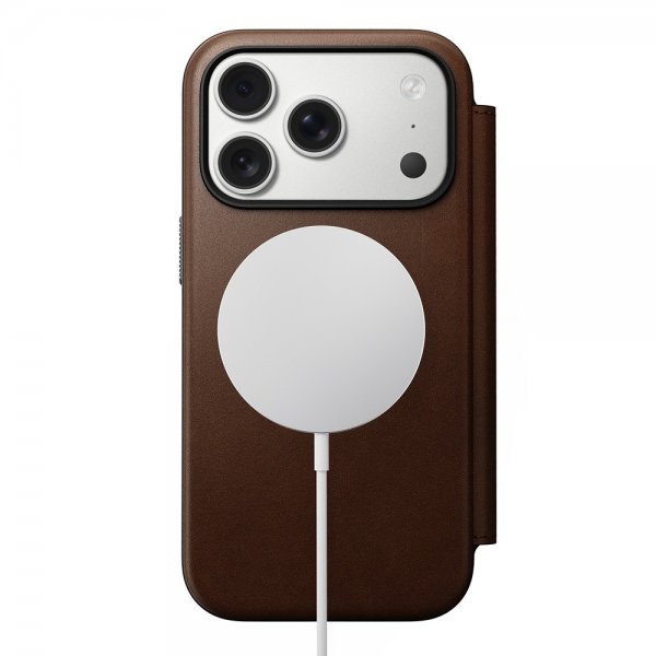 Nomad iPhone 17 Pro Etui Modern Læder Folio Brun