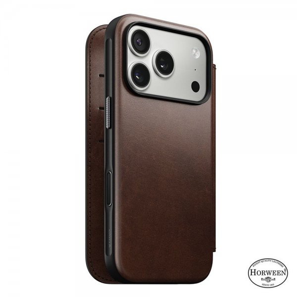 Nomad iPhone 17 Pro Etui Modern Læder Folio Horween Rustic Brown