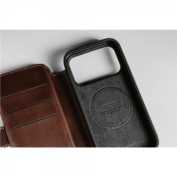Nomad iPhone 17 Pro Etui Modern Læder Folio Horween Rustic Brown