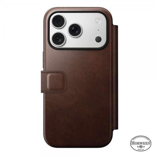 Nomad iPhone 17 Pro Etui Modern Læder Folio Horween Rustic Brown