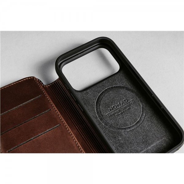 Nomad iPhone 17 Pro Etui Modern Læder Folio Horween Rustic Brown