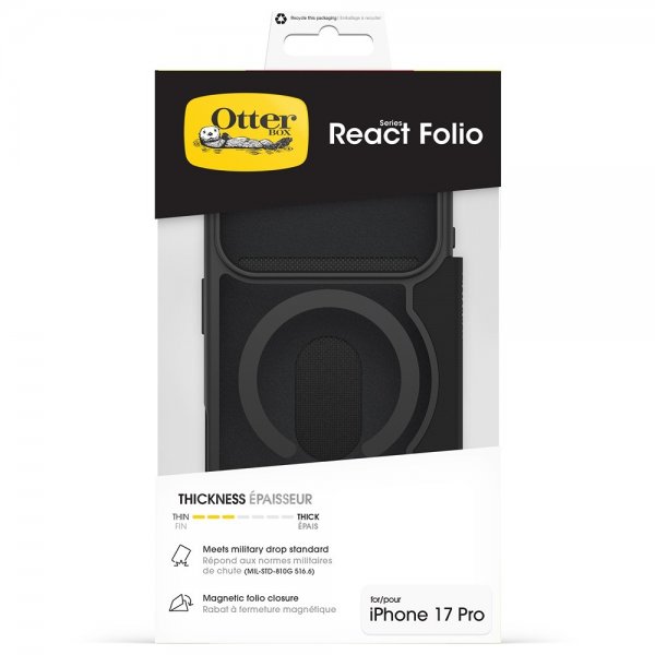 Otterbox iPhone 17 Pro Etui React Folio MagSafe Black Crystal