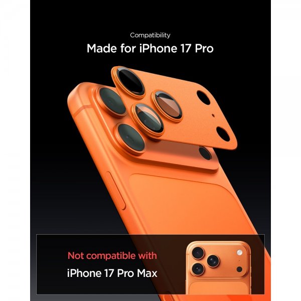 Spigen iPhone 17 Pro Kamerabeskyttelsesglas.tR EZ Fit Optik Pro XL Orange