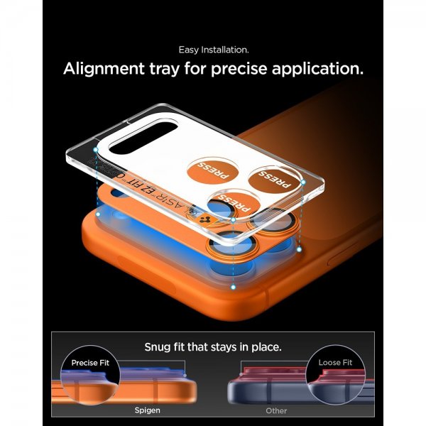 Spigen iPhone 17 Pro Kamerabeskyttelsesglas.tR EZ Fit Optik Pro XL Orange
