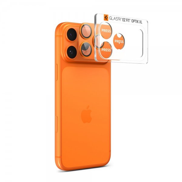 Spigen iPhone 17 Pro Kamerabeskyttelsesglas.tR EZ Fit Optik Pro XL Orange