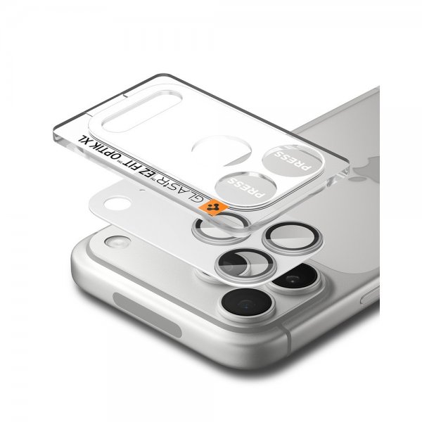 Spigen iPhone 17 Pro Kamerabeskyttelsesglas.tR EZ Fit Optik Pro XL Sølv