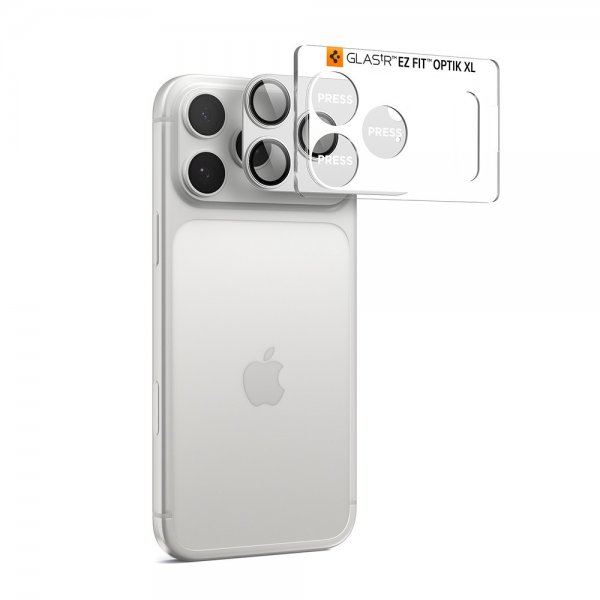 Spigen iPhone 17 Pro Kamerabeskyttelsesglas.tR EZ Fit Optik Pro XL Sølv