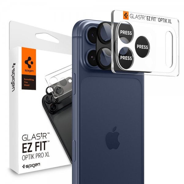 Spigen iPhone 17 Pro Kamerabeskyttelsesglas.tR EZ Fit Optik Pro XL Sort