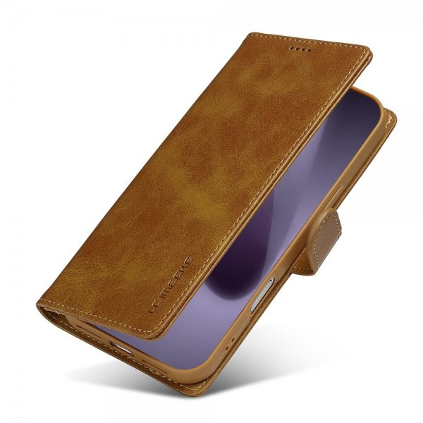 Lc.Imeeke iPhone 17 Pro Max Cover med Kortlomme Stativfunktion Lysebrun