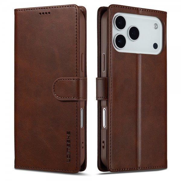 Lc.Imeeke iPhone 17 Pro Max Cover med Kortlomme og Stativfunktion Mørkebrun