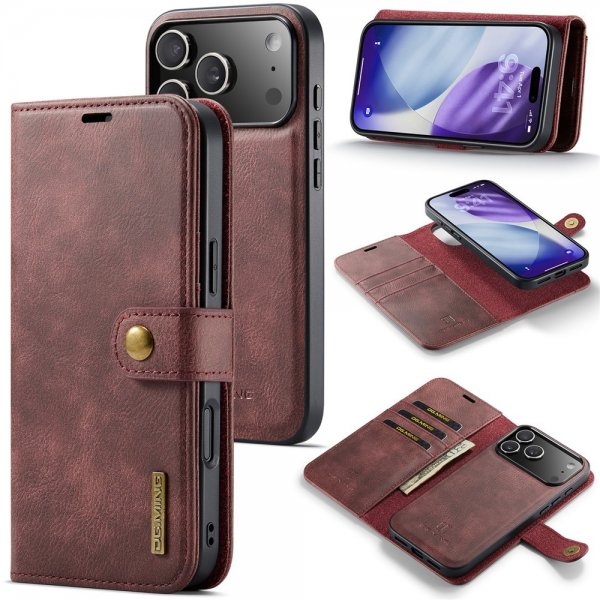 Dg.Ming iPhone 17 Pro Max Etui med Aftageligt Cover Rød