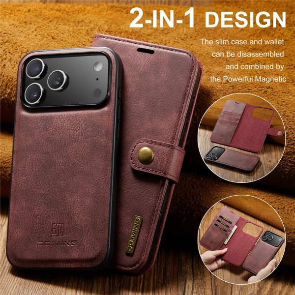 Dg.Ming iPhone 17 Pro Max Etui med Aftageligt Cover Rød