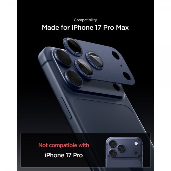 Spigen iPhone 17 Pro Max Kamerabeskytter Glas.tR EZ Fit Optik Pro XL Blå