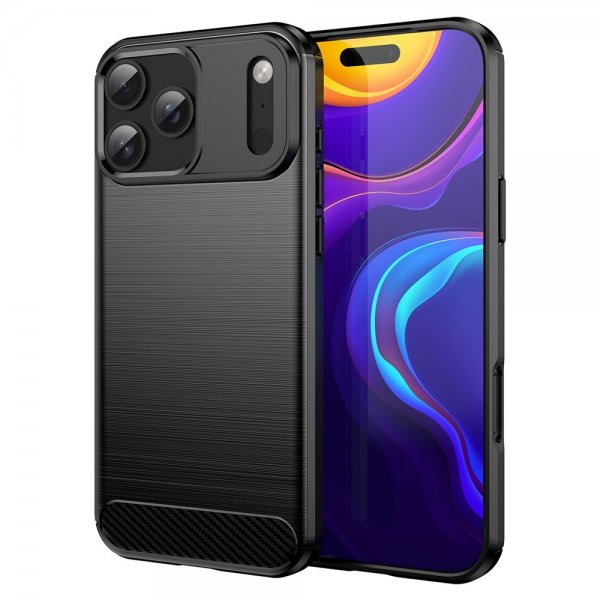 iPhone 17 Pro Max Cover Børstet Kulfibertekstur Sort