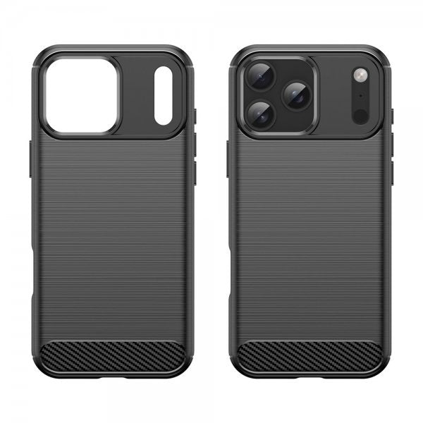 iPhone 17 Pro Max Cover Børstet Kulfibertekstur Sort
