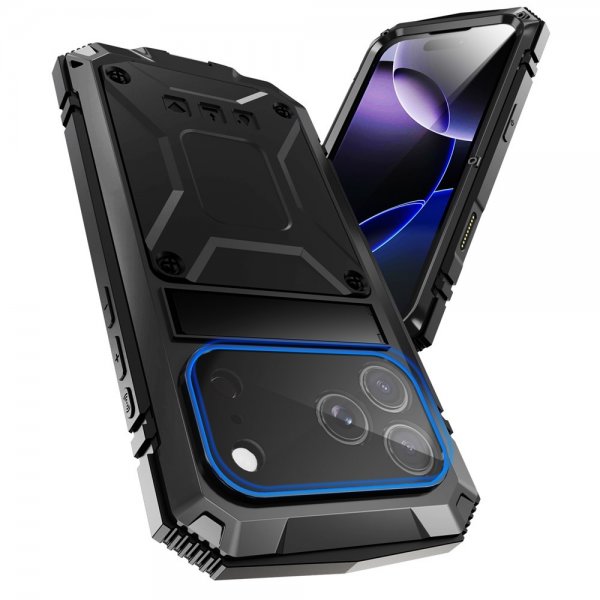 R-JUST iPhone 17 Pro Max Cover Metal Stødsikkert Sort