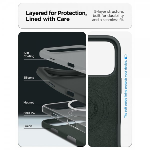 Spigen iPhone 17 Pro Max Cover Silicone Fit MagFit Abyss Green