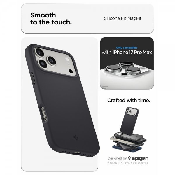 Spigen iPhone 17 Pro Max Cover Silicone Fit MagFit Sort