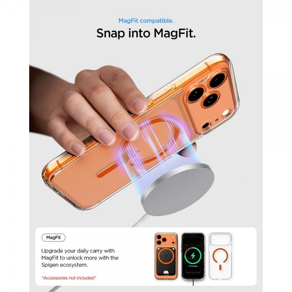 Spigen iPhone 17 Pro Max Cover Ultra Hybrid MagFit Klar Orange