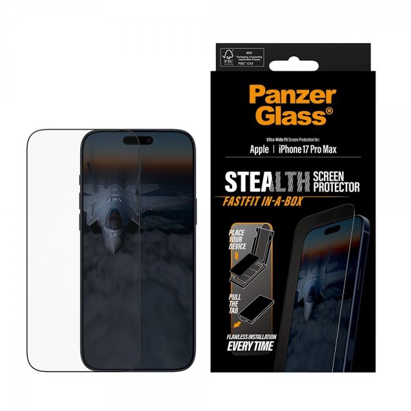 PanzerGlass iPhone 17 Pro Max Skærmbeskyttelse Ultra-Wide Fit Stealth Fastfit