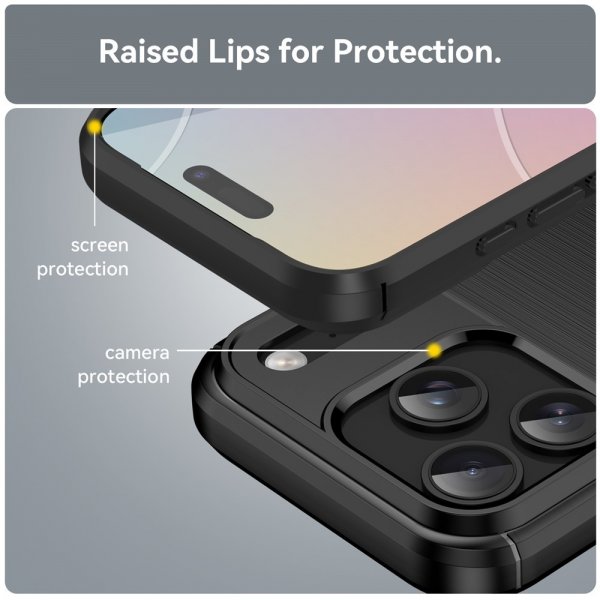 iPhone 17 Pro Cover Børstet Kulfibertekstur Sort