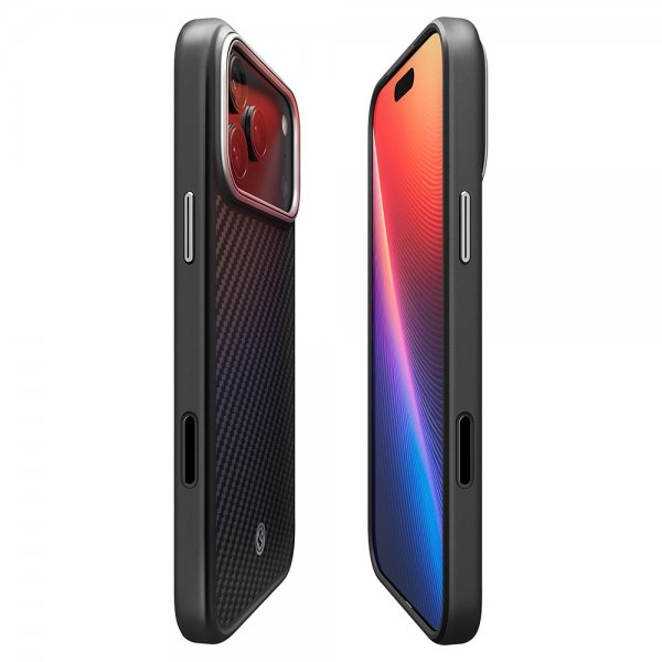 Spigen iPhone 17 Pro Cover Enzo Aramid T MagFit Sort Sølv