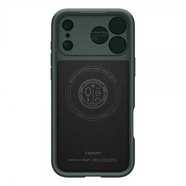 Spigen iPhone 17 Pro Cover Optik Armor MagFit Abyss Green