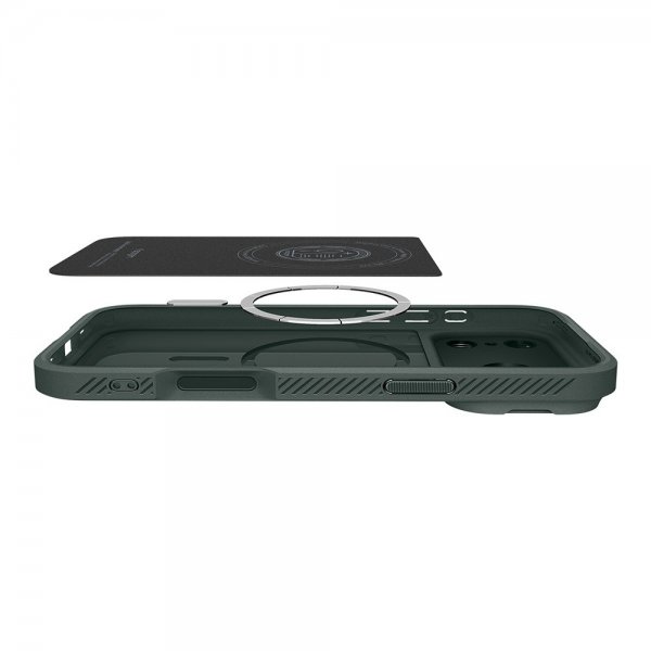 Spigen iPhone 17 Pro Cover Optik Armor MagFit Abyss Green