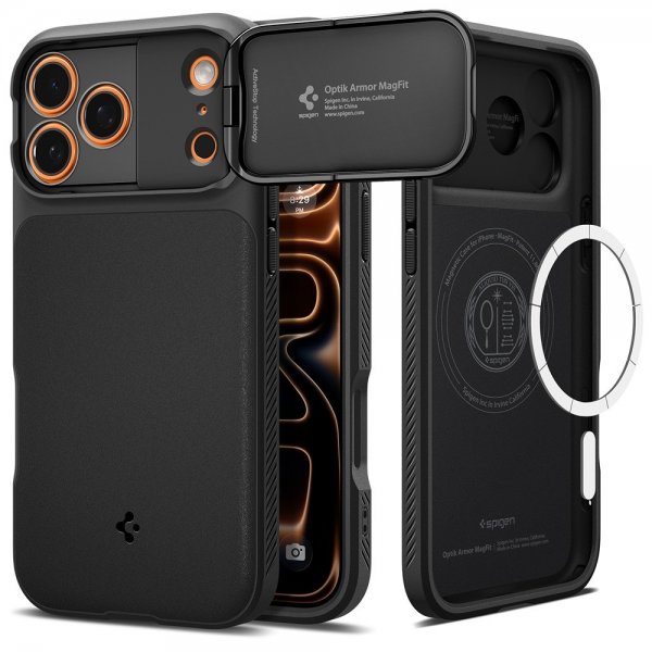 Spigen iPhone 17 Pro Cover Optik Armor MagFit Sort