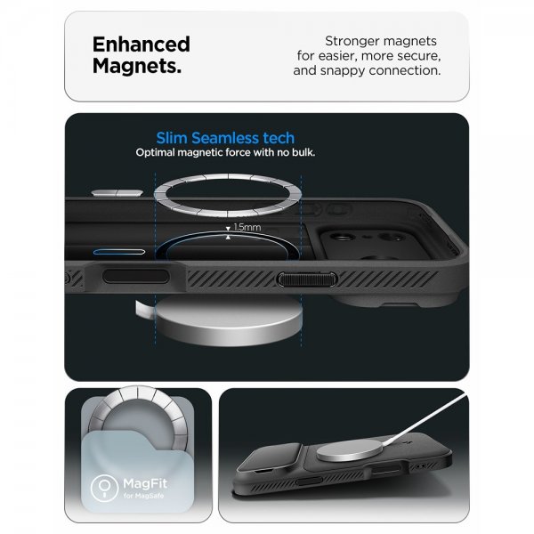 Spigen iPhone 17 Pro Cover Optik Armor MagFit Sort