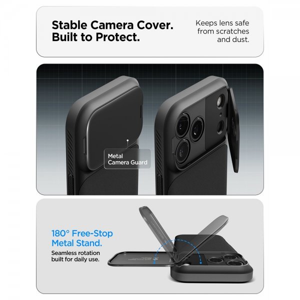 Spigen iPhone 17 Pro Cover Optik Armor MagFit Sort