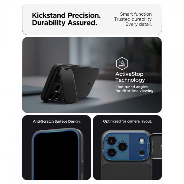Spigen iPhone 17 Pro Cover Optik Armor MagFit Sort