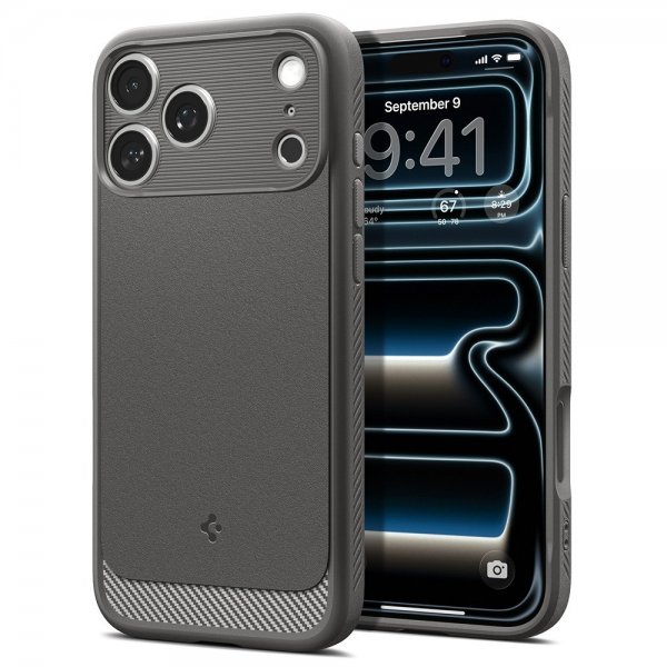 Spigen iPhone 17 Pro Cover Rugged Armor MagFit Grå