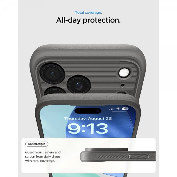 Spigen iPhone 17 Pro Cover Rugged Armor MagFit Grå