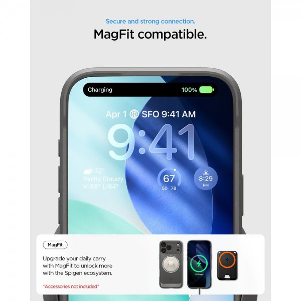 Spigen iPhone 17 Pro Cover Rugged Armor MagFit Grå