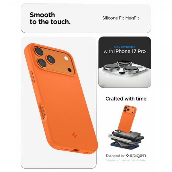 Spigen iPhone 17 Pro Cover Silicone Fit MagFit Cosmic Orange