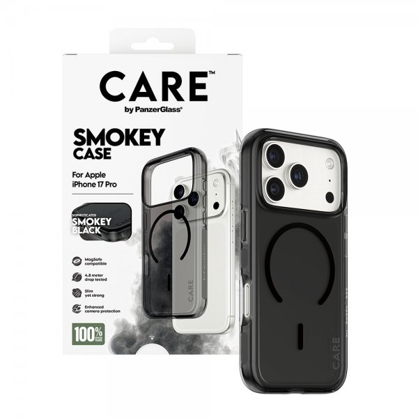 CARE by PanzerGlass iPhone 17 Pro Cover Smokey MagSafe Sort