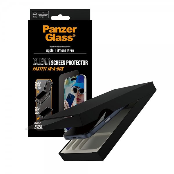 PanzerGlass iPhone 17 Pro Skærmbeskyttelse Ultra-Wide Fit Clear Fastfit