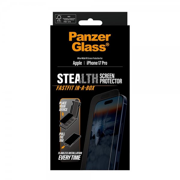 PanzerGlass iPhone 17 Pro Skærmbeskyttelse Ultra-Wide Fit Stealth Fastfit
