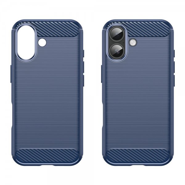 iPhone 17 Cover Børstet Kulfibertekstur Blå