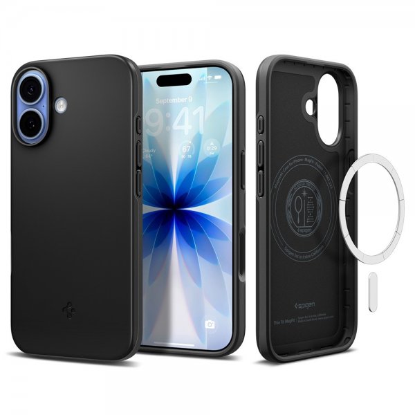 Spigen iPhone 17 Cover Thin Fit MagFit Sort
