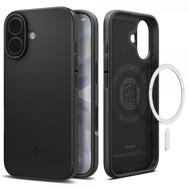 Spigen iPhone 17 Cover Thin Fit MagFit Sort