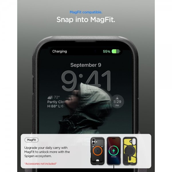 Spigen iPhone 17 Cover Tough Armor T MagFit Sort