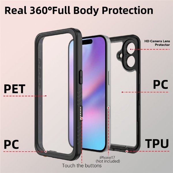 Redpepper iPhone 17 Cover Vandafvisende IP68 Sort